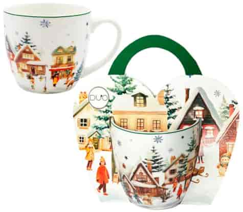 BN CHRISTMAS VILLAGE KUBEK 460ml + OPAK Z RĄCZKĄ