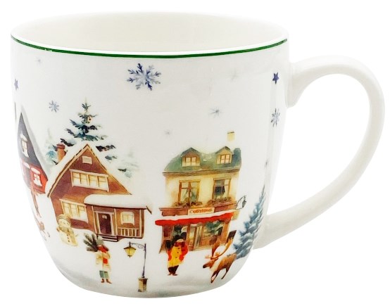 BN CHRISTMAS VILLAGE KUBEK 460ml + OPAK Z RĄCZKĄ