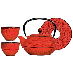 GIFT CZAJNIK ŻELIWNY Z CZARKAMI 0,8L 4EL RED