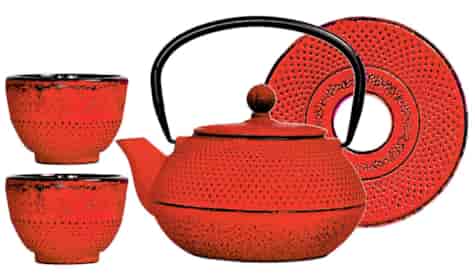 GIFT CZAJNIK ŻELIWNY Z CZARKAMI 0,8L 4EL RED