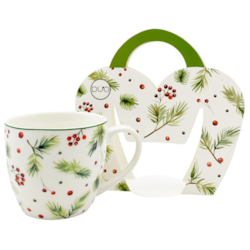 BN CHRISTMAS LEAVES KUBEK 460ml + OPAK Z RĄCZKĄ