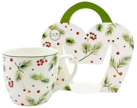 BN CHRISTMAS LEAVES KUBEK 460ml + OPAK Z RĄCZKĄ
