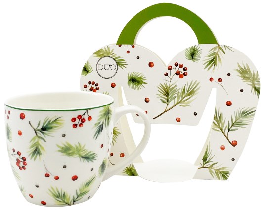 BN CHRISTMAS LEAVES KUBEK 460ml + OPAK Z RĄCZKĄ