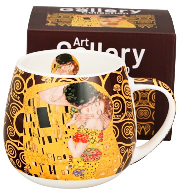 GUSTAV KLIMT KISS BROWN KUBEK BARYŁKA 430ml
