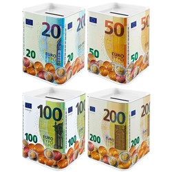 SKARBONKA METALOWA PUSZKA  7,5x7,5x10cm EURO