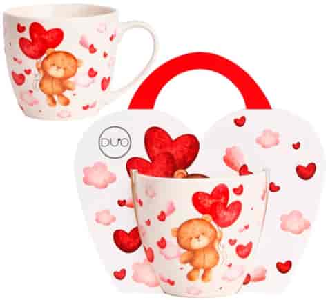 MIŚ Z BALONAMI KUBEK 460ml + OPAKOWANIE Z RĄCZKĄ