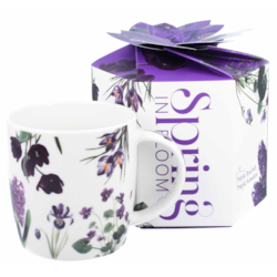 KWIATY FIOLETOWE KUBEK W PUDEŁKU 400ml