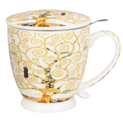 TREE OF LIFE ECRU KUBEK ZAPARZACZ NA STOPCE 430ml