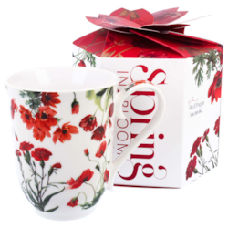 KWIATY CZERWONE KUBEK VINTAGE W PUDEŁKU 460ml