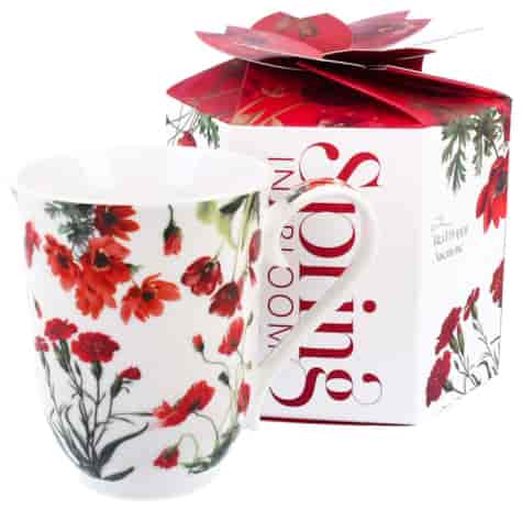 KWIATY CZERWONE KUBEK VINTAGE W PUDEŁKU 460ml