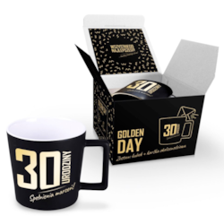 GOLDEN DAY KUBEK 350ml + KARTKA - 30 URODZINY