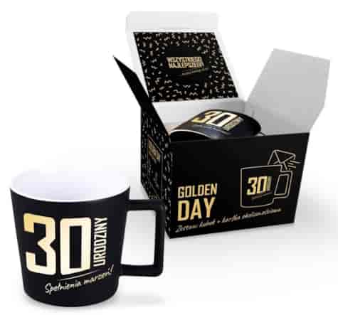 GOLDEN DAY KUBEK 350ml + KARTKA - 30 URODZINY