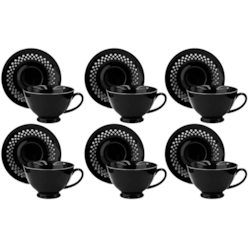 BISETTE LIMITED KOMPLET FILIŻANEK 6+6 260ml BLACKA