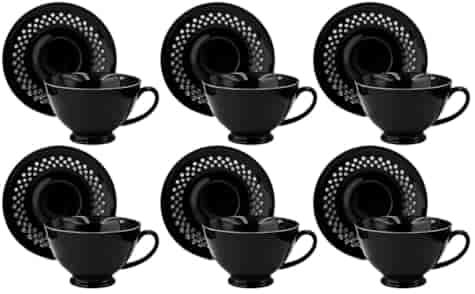 BISETTE LIMITED KOMPLET FILIŻANEK 6+6 260ml BLACKA