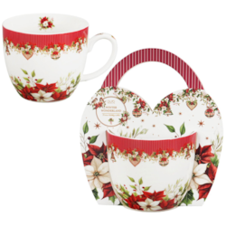 BN CHRISTMAS FLOWER KUBEK 460ml + OPAK Z RĄCZKĄ