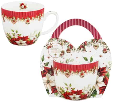BN CHRISTMAS FLOWER KUBEK 460ml + OPAK Z RĄCZKĄ