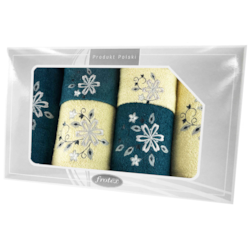 GIFT VI KPL RĘCZNIKÓW 6EL KREMOWY/SZMARAGDOWY 24