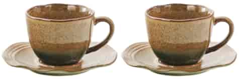 OMBRES BROWN GREEN KOMPLET FILIŻANEK 2+2 200ml