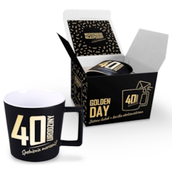 GOLDEN DAY KUBEK 350ml + KARTKA - 40 URODZINY