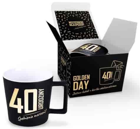 GOLDEN DAY KUBEK 350ml + KARTKA - 40 URODZINY