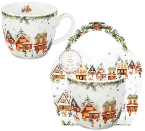 BN CHRISTMAS VILLAGE KUBEK 460ml + OPAK Z RĄCZKĄ