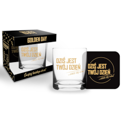 GOLDEN DAY SZKLANKA 300ml + PODKŁADK - TWÓJ DZIEŃ