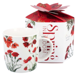 KWIATY CZERWONE KUBEK W PUDEŁKU 400ml