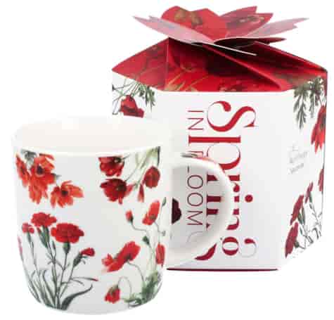 KWIATY CZERWONE KUBEK W PUDEŁKU 400ml