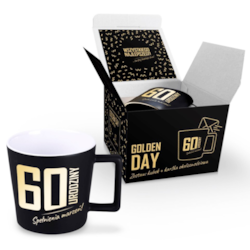 GOLDEN DAY KUBEK 350ml + KARTKA - 60 URODZINY