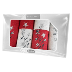 GIFT VI KPL RĘCZNIKÓW 6EL BIAŁY/CZERWONY 13