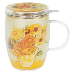 SUNFLOWERS KUBEK SZKLANY ZAPARZACZ 350ml