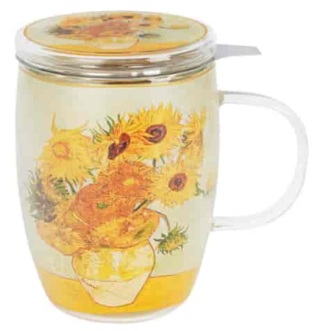 SUNFLOWERS KUBEK SZKLANY ZAPARZACZ 350ml