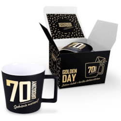 GOLDEN DAY KUBEK 350ml + KARTKA - 70 URODZINY