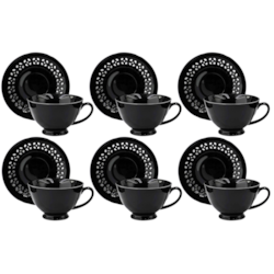 BISETTE LIMITED KOMPLET FILIŻANEK 6+6 260ml BLACKB