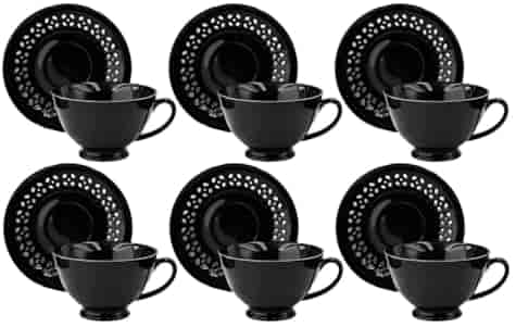 BISETTE LIMITED KOMPLET FILIŻANEK 6+6 260ml BLACKB