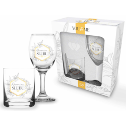 YOU AND ME ŚLUB KIELISZEK 200ml SZKLANKA 220ml 2EL