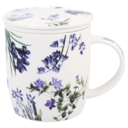 KWIATY NIEBIESKIE KUBEK ZAPARZACZ W PUDEŁKU 400ml