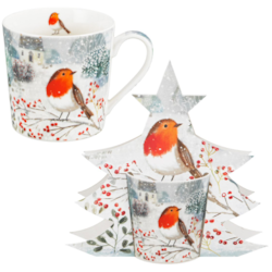 BN ROBIN IN SNOW KUBEK 400ml + OPAK CHOINKA