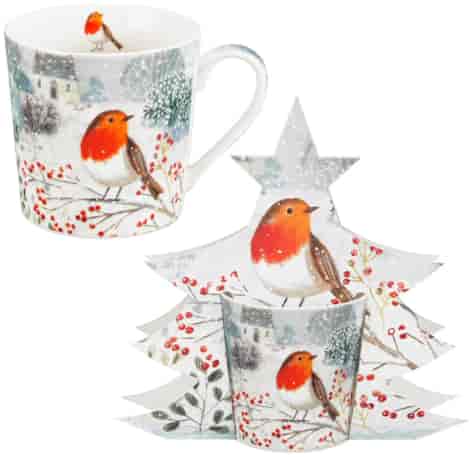 BN ROBIN IN SNOW KUBEK 400ml + OPAK CHOINKA