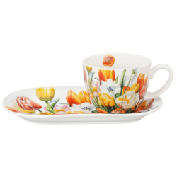 TULIPANY FILIŻANKA ZE SPODKIEM 1+1 450ml ŚNIADANIE