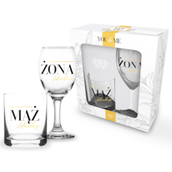 YOU AND ME ŚLUB KIELISZEK 200ml SZKLANKA 220ml 2EL