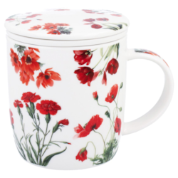 KWIATY CZERWONE KUBEK ZAPARZACZ W PUDEŁKU 400ml