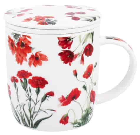 KWIATY CZERWONE KUBEK ZAPARZACZ W PUDEŁKU 400ml