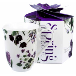 KWIATY FIOLETOWE KUBEK VINTAGE W PUDEŁKU 460ml