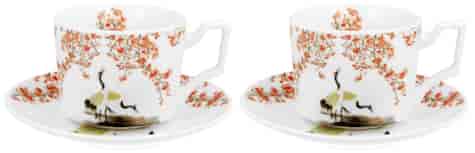 SAKURA ŻURAWIE KOMPLET FILIŻANEK 2+2 270ml