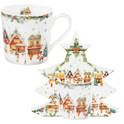 BN CHRISTMAS VILLAGE KUBEK 400ml + OPAK CHOINKA