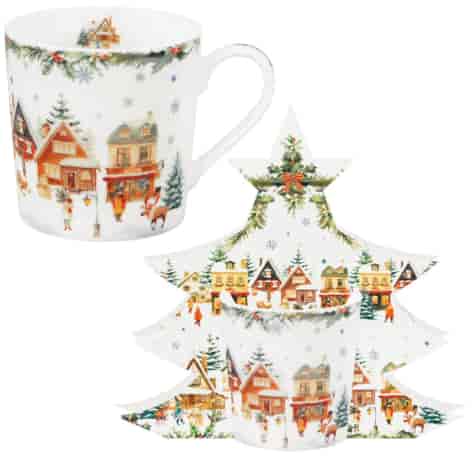 BN CHRISTMAS VILLAGE KUBEK 400ml + OPAK CHOINKA