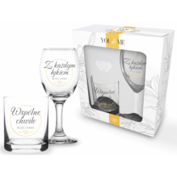 YOU AND ME ŚLUB KIELISZEK 200ml SZKLANKA 220ml 2EL
