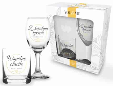 YOU AND ME ŚLUB KIELISZEK 200ml SZKLANKA 220ml 2EL