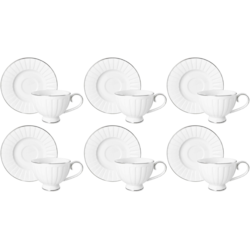 LIZBONA KOMPLET FILIŻANEK 6+6 230ml SILVER